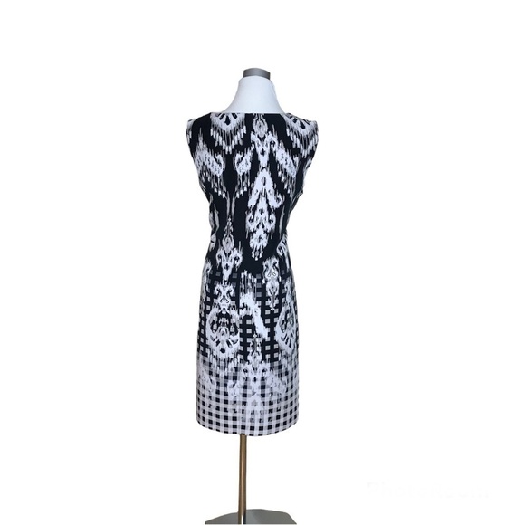 AB‎ Studio Size 14 Sheath Sleeveless Dress Work Career Black White Career Flaw - Picture 3 of 10